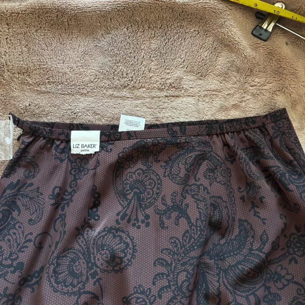 Liz Baker Petite Maxi Skirt 8P black & brown  Floral  NWT - Picture 7 of 7